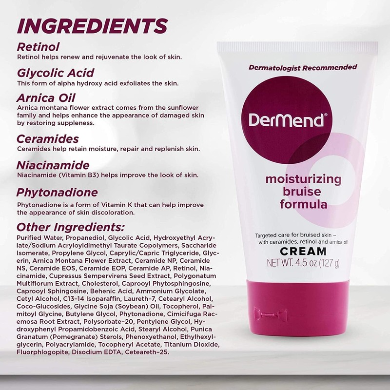 DerMend Moisturizing Bruise Formula Cream 4.50 oz (Pack of 4)