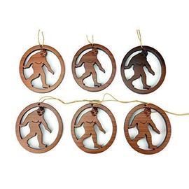 Bigfoot Christmas Ornament Wood Made in USA Oval California Redwood Handmade