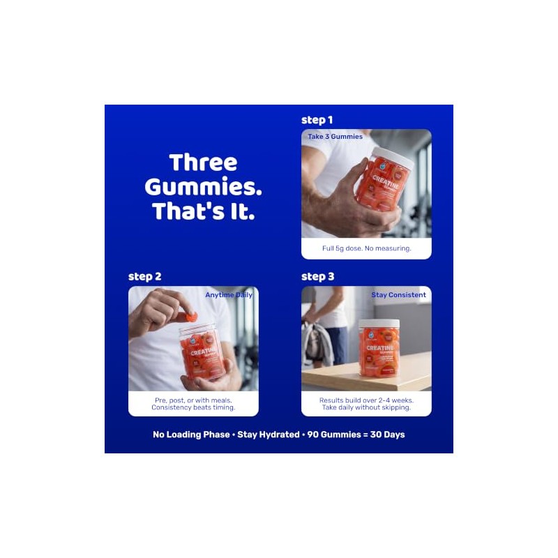Ultra Lyte Creatine Monohydrate Gummies 5g, 90 Gummies, Watermelon