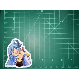 Aqua Konosuba Aqua Anime Uv Waterproof Sticker 3”x2.75”