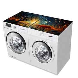 2 Pcs Washer And Dryer Covers For The Top 25.6 * 23.6 Inchesdryer Top Protector Mat Anti-Slip Washing Machine Cover Fits Most Washers And Dryers (scenery3)