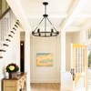 Senyshilon Black Chandelier, 6-Light Dining Room Light Fixture, Round Farmhouse