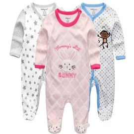 Kiddiezoom Baby Boys Girls Sleep Suit 3 Pack