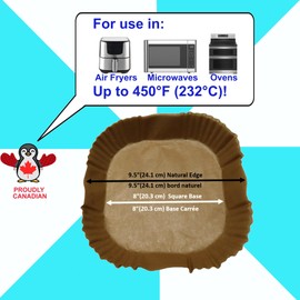100 Air Fryer Liners - Disposable, Non-Stick Parchment Liners and Baking Paper Inserts for 5-8 Quart Air Fryers and 9" Square Pans and Casserole Dishes. from KOOL-EEZ Kitchen (100, 8" x 8")