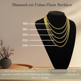 G-HELPER 14K Gold Necklaces for Women Diamond Cut Golden Cuban Link Chain for Men Cuban Link Chain for Womens Engraved Patterns Chunky Gold Necklace for Women Non Tarnish 16-24IN (16in)