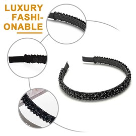 EORPAVU Women's Headband, Crystal Headband, Hand-Stitched Pearl Gemstone Headband, Elegant and Fashionable Bridal Headpiece (Black)