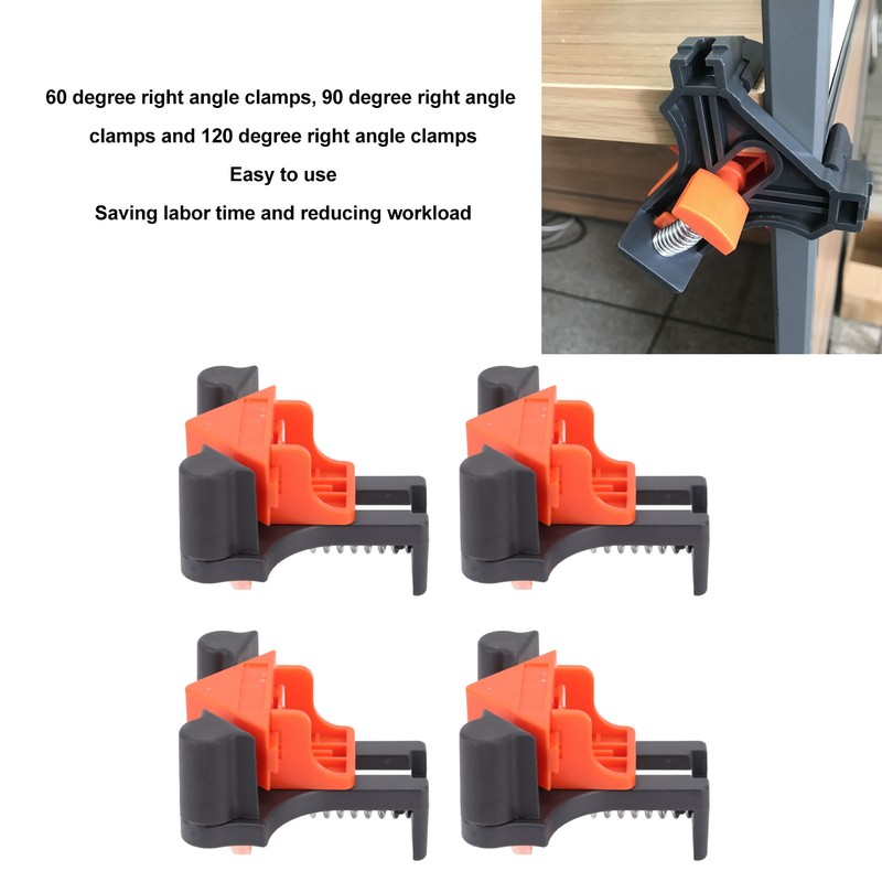 4Pcs Woodworking Angle Clamps Corner Clip Fixer Tool 60 90