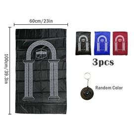 Hitopin Portable Muslim Prayer Rug, 3PCS Mini Pocket Portable Prayer Rug, Muslim Prayer Mat with Portable Compass, Muslim Prayer Carpet, Islamic Prayer Mat, Ramadan Gift Set, Eid Gifts(Red,Blue,Black)