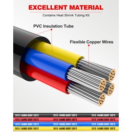 NAOEVO 18 Gauge Wire 4 Conductor Electrical Wire, 18 AWG Stranded PVC Cord, 12V Low Voltage/Tinned Copper/Flexible Cable for Automotive Wiring, Lamp Cord, Marine Cable (15FT)