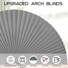 Maritown Blinds for Arched Windows No Drilling Blinds for Semicircle Windows Easy Cut Blackout Roller Blinds Light Filtering and Privacy Protection