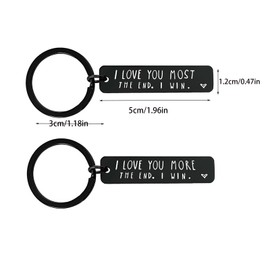 Jesemiah Valentine's Day Gift,I Love You More/Most the End,I Win Keychain for Boyfriend Girlfriend Husband Wife Couple Birthday Gifts (I Love You More Silver)