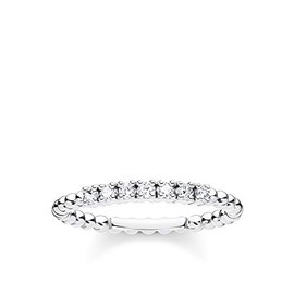 THOMAS SABO Ball Ring with White Stones 925 Sterling Silver TR2323-051-14-54, Sterling Silver, Cubic Zirconia