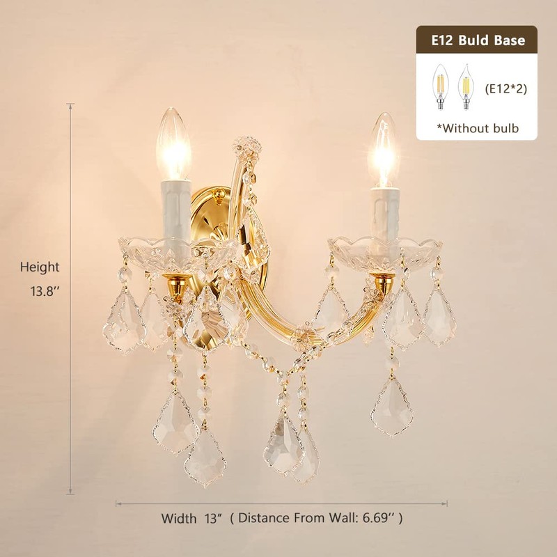 TMAFON Crystal Wall Lights, Modern Sconce - Brilliant 2 Lights