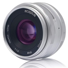 Venidice Mcoplus 35MM F1.6 Manual Focus Lens Large Aperture APS-C Fixed Prime Lens for M4/3 MFT Micro Four Thirds Olympus Panasonic Mirrorless Cameras (Silver)