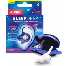 Alpine 알파인 슬립딥 수면 및 집중력을 위한 부드러운 이어 플러그 새로운 3D 타원형 소음 감소 젤 27dB 측면 [S + M/L] Alpine Sleepdeep Soft Earplugs for Sleep and Focus, New 3D Oval Noise Reduction Gel 27dB Side [S + M/L]