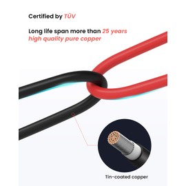 BougeRV 100Feet 10AWG Solar Extension Cable with Female and Male Connector with Extra Pair of Connectors Solar Panel Adaptor Kit Tool (100FT Red + 100FT Black)