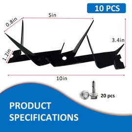 Anti Climb Spikes, Anti Theft Spikes for Fence or Wall Decoration (Size 98 inches) Metal Fence Spikes 10 pcs (9.8×1.8x3.4in)
