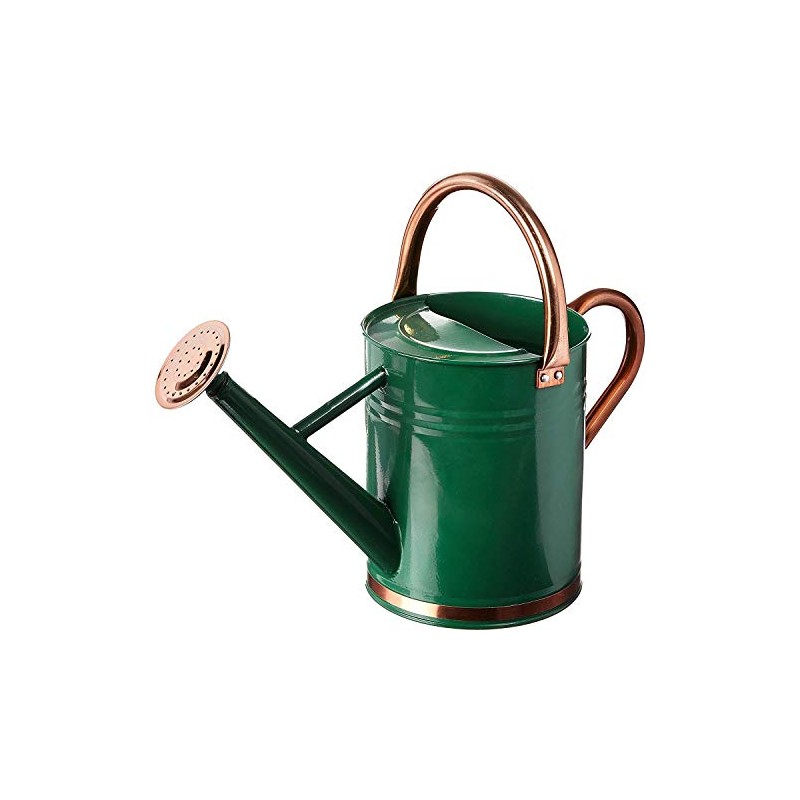 Gardman 8327 Hunter Green Galvanized Steel Watering Can with Copper