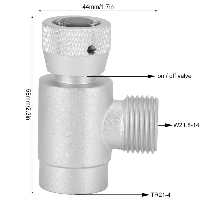 CO2 W21.8‑14 Thread Refill Adapter Connector Integrated Aluminum Soda Maker