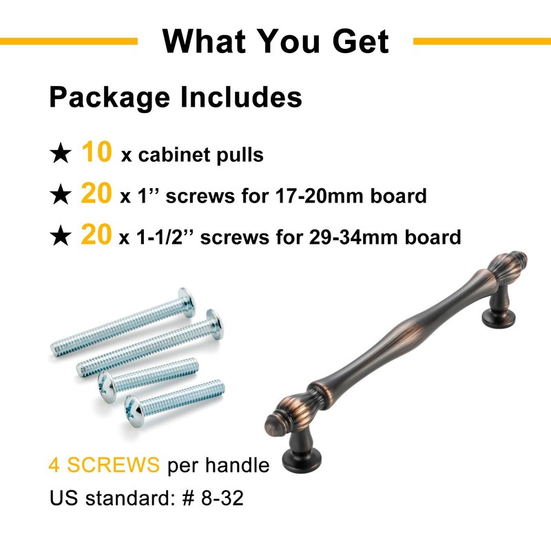 BEROSSA 10 Pack 6-1/4 Inch Oil Rubbed Bronze Cabinet Pulls