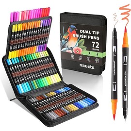 72 Colors Brush & Fine Dual Tip Watercolor Markers Set for Kids Adults Coloring Books No Bleeding Paint Pens For Drawing Note taking Planner Calligraphy Journaling Card Making Art Supplies
