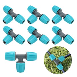 Pack of 20 Pipe Connectors, T Fittings, PE Push-Fit Sanitary T-Piece Automatic Drip Irrigation Kits, Leak-Proof T-Pipe Connector, Easy Installation, Hose Connector for the