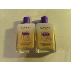 LOREAL 2 bottle lot LOREAL MAGIC NUDE LIQUID POWDER PERFECTING MAKEUP 310 LIGHT IVORY