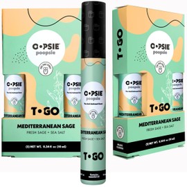 Oopsie Poopsie Pre Poo Toilet Spray - Set of 2 Two-Packs, Travel Size & Discreet In-Bowl Odor Eliminator & Toilet Freshener - 4 x 7ml Bottles, On the Go, Mediterranean Sage