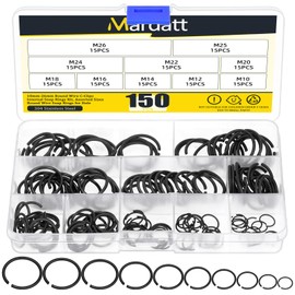 Mardatt 150Pcs 10 Sizes 10mm to 26mm Round Wire C-Clips Internal Snap Rings Assortment Kit, Round Wire Snap Rings Retaining Rings for Shaft, M10 M12 M14 M16 M18 M20 M22 M24 M25 M26