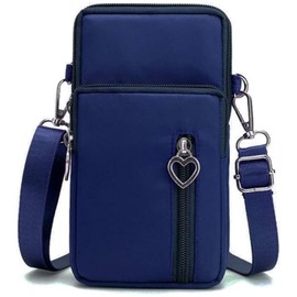 Bolso bandolera para teléfono celular para mujer, pulsera deportivo, portafolios con cierre de nailon, marino