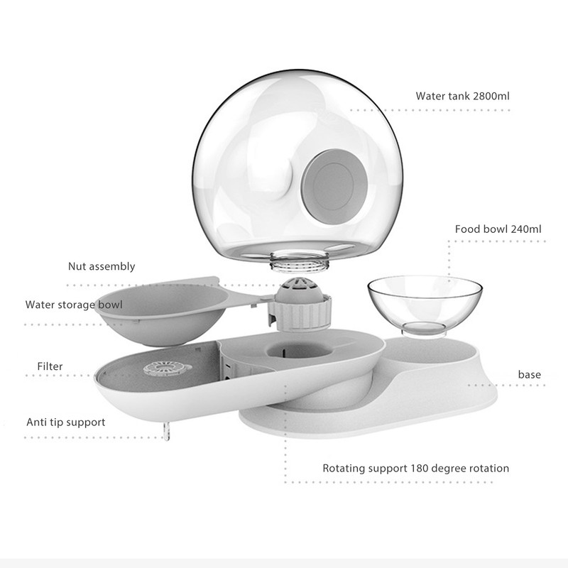 Pet Water Dispenser Food Feeder Cat Automatic Drinking Snail Shape