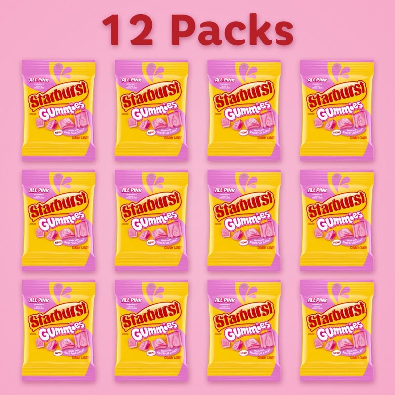 STARBURST Gummies All Pink Gummy Candy, 5 oz Bag, Pink