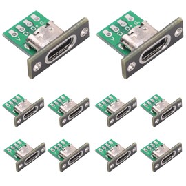 Teansic 10PCS Type C Female Socket Converter Board,USB 3.1 Female Connector with Black Fixing Plate