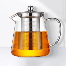 Unbranded Stovetop Glass Teapot 32oz/950ml Borosilicate Clear 18/8 Steel Removable