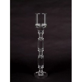 Unbranded Crystal Candle Holders Contemporary with Clear Glass Shade 5.5"D 22"Tall Set/2