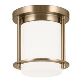 Kichler Brit 52596CPZ Flush Mount 1-Light 7.25˝ with Satin Etched Cased Opal Glass in Champagne Bronze