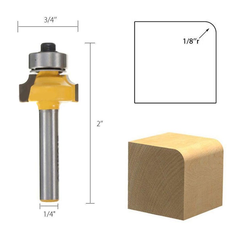 4 Pcs Round Over Bearing Edging Router Bits, Corner Rounding