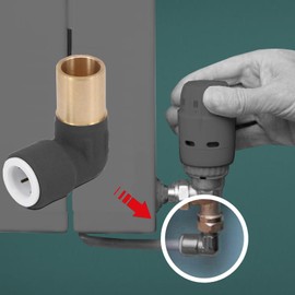 SPARES2GO 15mm x 10mm Push Fit Radiator Valve Black Reducing Elbow Stem Compression (Pack of 4)