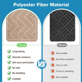 DK177 Stair Treads for Wooden Steps, 15 Pack 8"x30" Non-Slip Indoor Carpet Stair Treads with Reusable Polyester TPE Backing for Kids Elders and Pets (Beige, 15PCS)