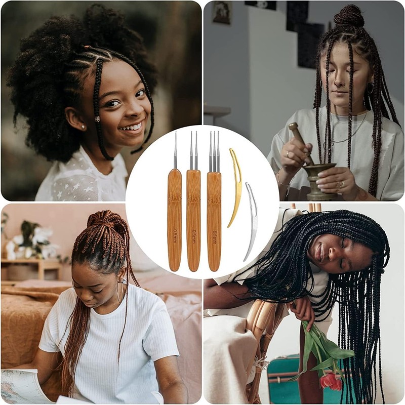 5 Pieces Dreadlock Crochet Hook Tool Kit Braid Hair Dreadlocks