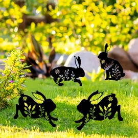 Shyllin Easter Bunny Garden Stake, Pack of 2, Easter Decoration Garden Flower Stake, Spring Farm, Easter Bunny Decoration for Outdoor and Indoor, Easter Decoration Modern Rabbit Rust, Outdoor