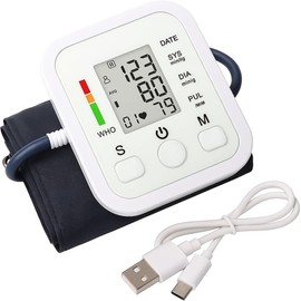 Baumanómetro, Medidor de Presión Arterial Electrónico, Tensiómetro Automático, Tipo Brazo, con Función de Reloj.