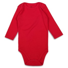 ROMPERINBOX Unisex Solid Baby Bodysuit 0-24 Months (12-18 months, Red long sleeve)