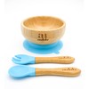 Amonev Bamboo Baby Bowls with Suction Spoon and Fork Set.