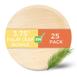 Restaurantware Indo 4 Ounce Round Palm Mini Bowls 25 Microwavable Palm Leaf Appetizer Bowls- Freezable Sustainable Areca Palm Leaf Deep Bowls Oven-Ready For Hot & Cold Foods