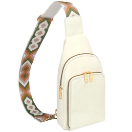 KKXIU Trendy Small Sling Bag for Women Leather Fanny Packs Chest Crossbody Cell Phone Bag Shoulder Travel Purse Gifts for Teenager (A-Cream White)