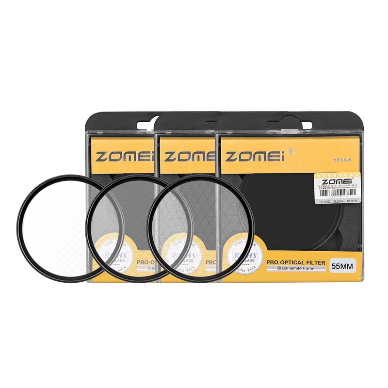 ZOMEI 55mm Star Filter 3-Piece Set (4, 6, 8 Points)
