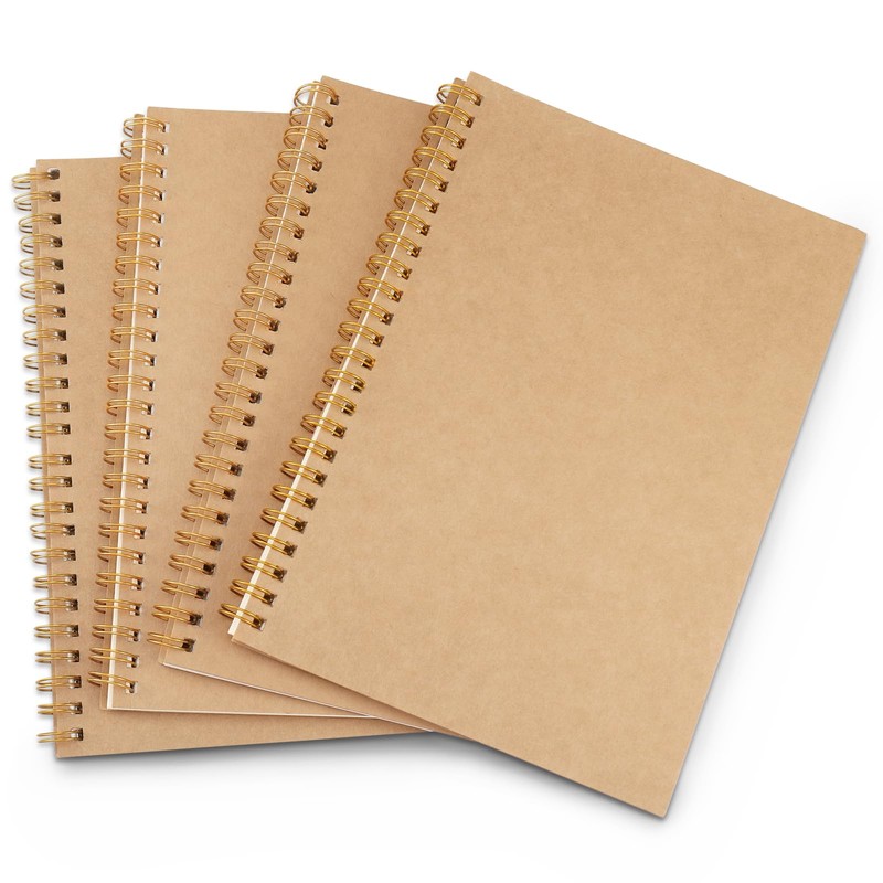 JIANTA Blank Spiral Notebook A5, 4 Pack Spiral Binding Notepad