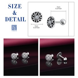 Yumilok Men Stainless Steel Earrings Vintage Flower Pattern and Zirconia Earrings Studs for Women Creative Ear Accessories Novelty Jewellery