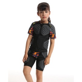 Topeter Padded Compression Shirt with Protective Gear and Shock Guard, Sports Vest for Football, Goalkeeper, Paintball, Airsoft and Contact Extreme Sports for Girls (Yellow YXL)